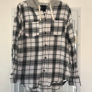 Modern Amusement button down plaid flannel hoodie